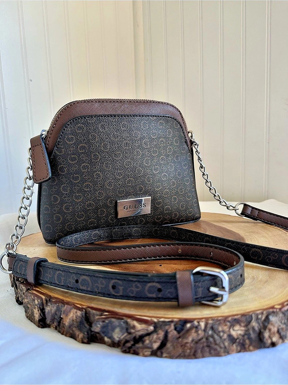 GUESS Brown Logo Crossbody Bag